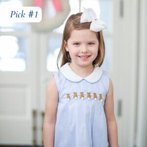 Bella Bean Girl's Blue Dress Bunnies 4T Girl Baby Easter Spring collared Parker